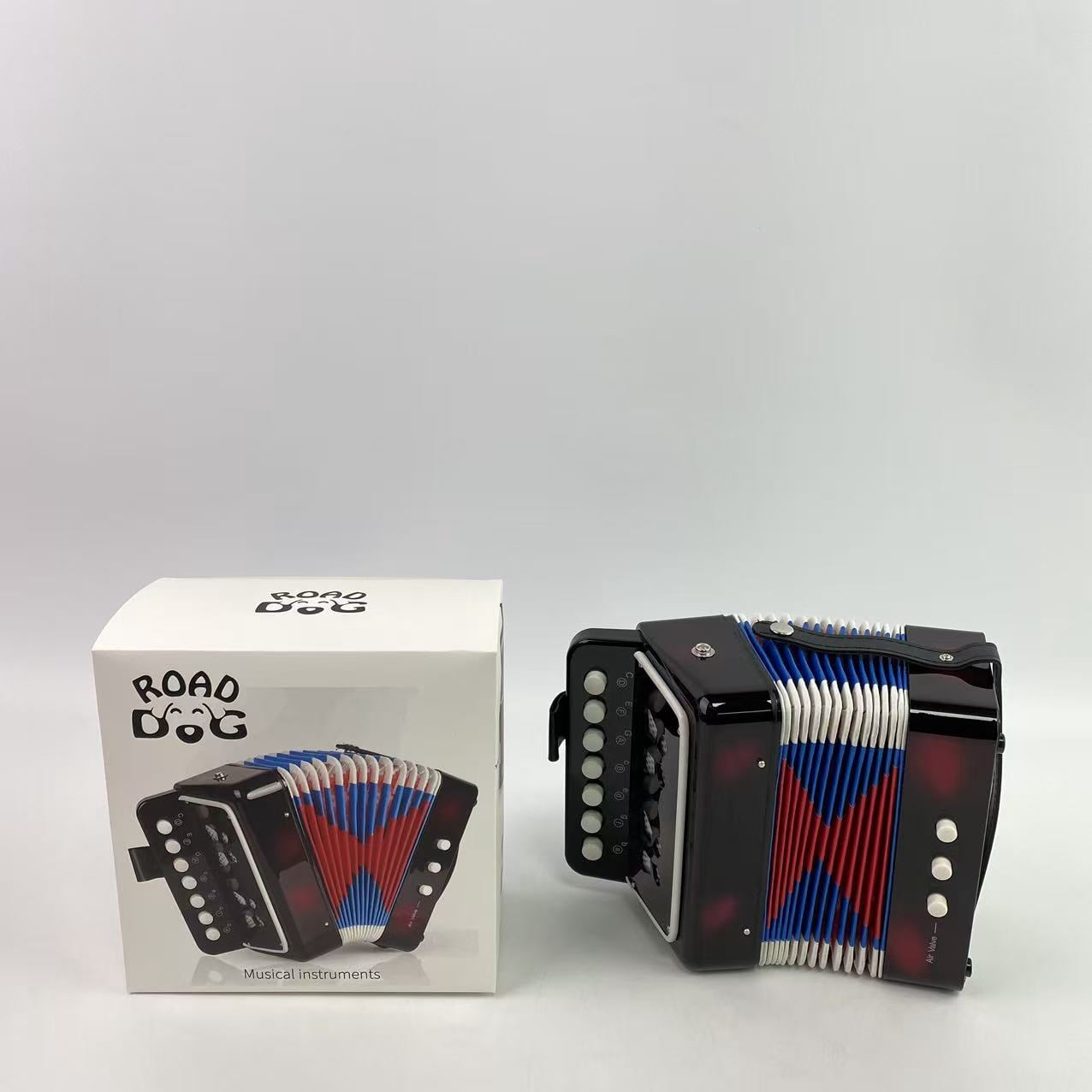 ROAD DOG Musical instruments, Accordion 10 button accordion toy for beginners, lightweight and environmentally friendly (10 button black)