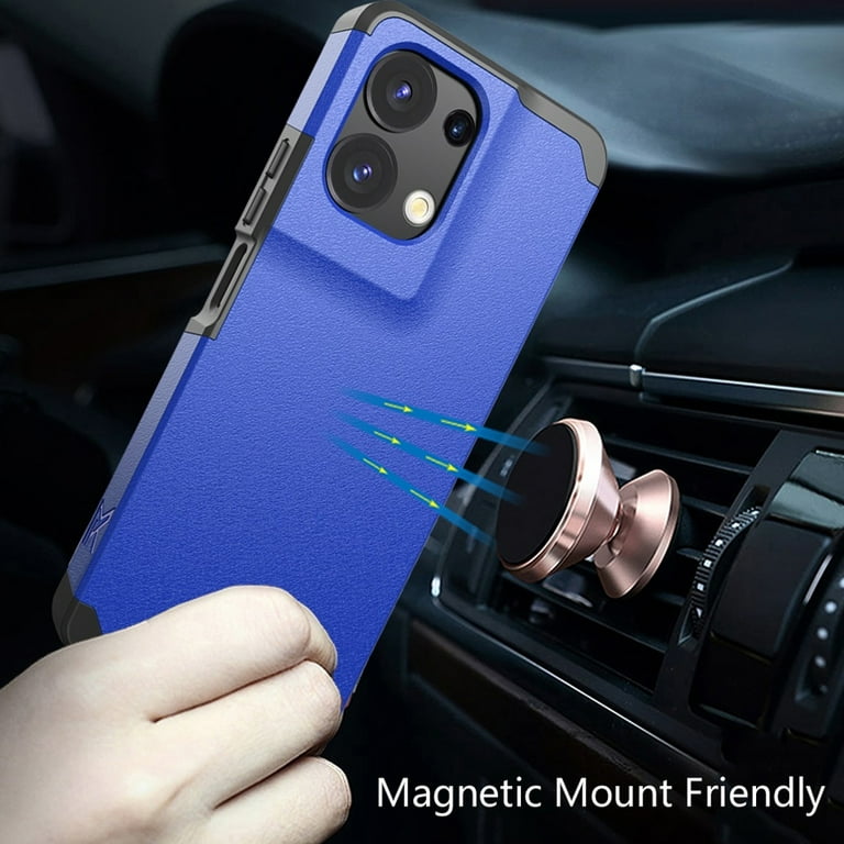 TJS for TCL K32 5G / K33 5G Phone Case, with Tempered Glass Screen  Protector, Dual Layer Hybrid Magnetic Support Shockproof Heavy Duty Cover  (Blue)