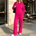 thumbnail image 2 of Women's Zip Up Hoodie and Wide Leg Pants Set Casual Lounge Tracksuit with Drawstring and Pockets for Fall Winter Daily Wear, 2 of 7