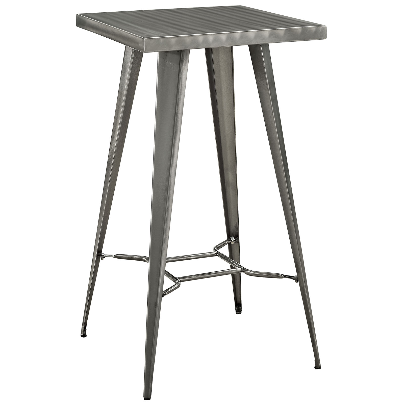 Modern Contemporary Urban Design Kitchen Room Bar Table, Silver, Metal