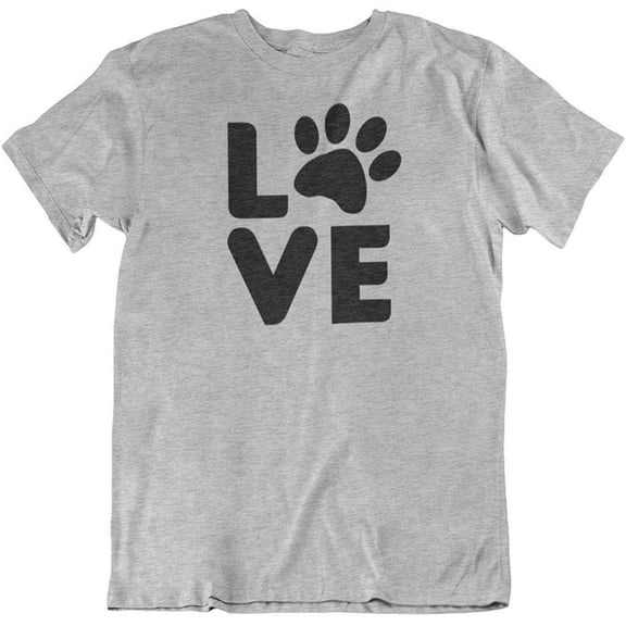 Love Dog or Cat Paw Print T-Shirt Gifts for Animal Pet Lover & Owner Men & Women Light Grey