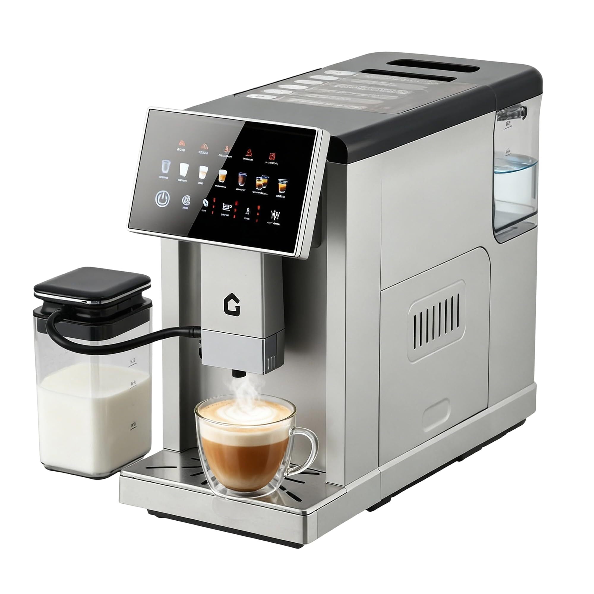 Garvee 6-IN-1 Automatic Coffee Maker with Grinder, Slim Espresso Maker for Home, Silver, New