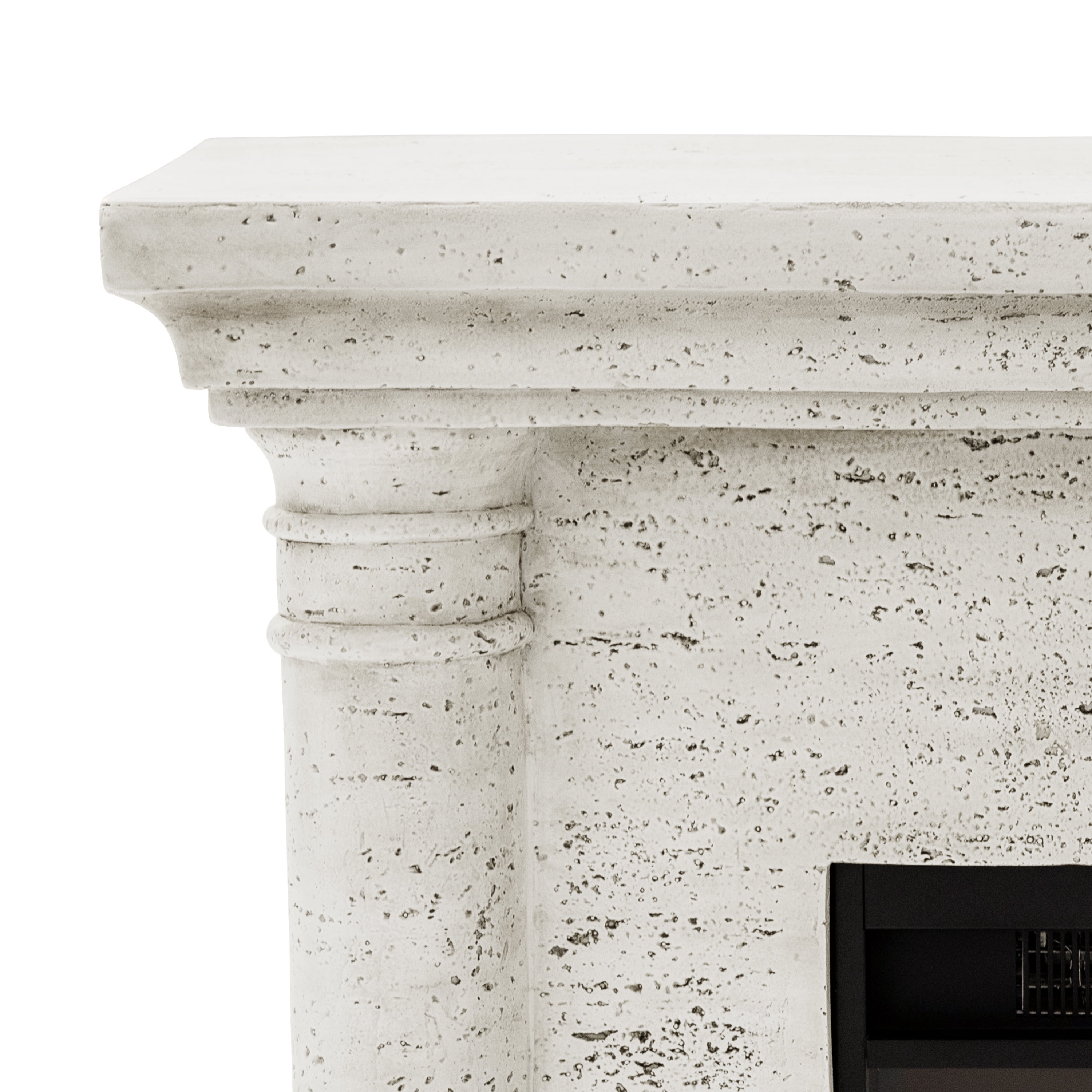 Eco-Friendly MGO Fireplace with 23" Firebox, Adjustable Temperature, Sleek Design, No Installation Required，Ivory Oak Travertine