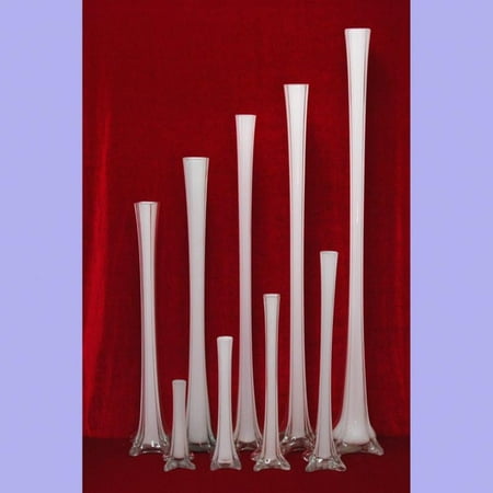 - Tall Eiffel Tower Glass Vase Centerpiece, 32-inch, White