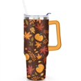 thumbnail image 2 of Maple Leaf Pumpkins in Autumn 40 Oz Tumbler with Handle Lid and Straw, Stainless Steel Double Walled Vacuum Insulated Cup, Cute Birthday Gifts Tumbler for Women Men Friends, 2 of 7