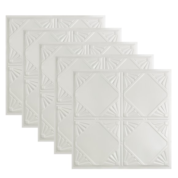 Great Lakes Tin Erie Matte White 2ft x 2ft Lay In Ceiling Tiles (5 Pack)