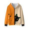thumbnail image 2 of FUIALDOLG Girls Orange Long Hoodies Jacket Black Cat Print Hoodies for Girl Kids Full Zip Hoodie Boys Winter Jacket Warm Cozy Outwear Coat with Pockets, Size S, 2 of 7