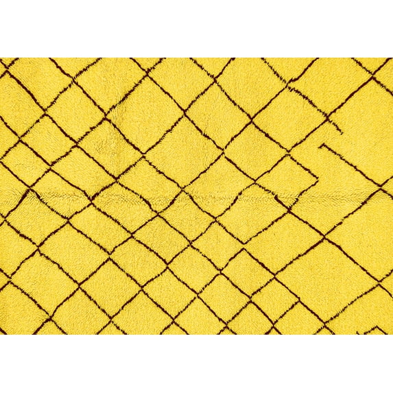 Ahgly Company Machine Washable Indoor Rectangle Solid Yellow Modern Area Rugs, 5' x 7'