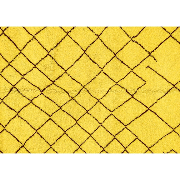 Ahgly Company Machine Washable Indoor Rectangle Solid Yellow Modern Area Rugs, 5' x 7'