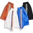 thumbnail image 3 of Chaqueta reflectante para hombres y mujeres bicicleta motocicleta juvenil sin capucha chaqueta cortavientos de manga larga uniforme de béisbol Colorblock, 3 of 3