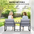 thumbnail image 4 of Outsunny Outdoor Bistro Set with Thick Cushions 3 Pieces, Grey, 4 of 10