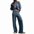 thumbnail image 2 of Conjuntos de Dos Piezas para Mujer, Sudadera de Larga con Cuello en V y Pantalones Anchos, Conjuntos de Chándal para Estar en Neblina S, 2 of 9