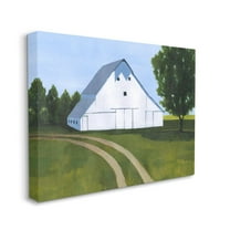 Stupell Industries Farmland Fields And Barn Green White Landscape Painting Canvas Wall Art by Grace Popp