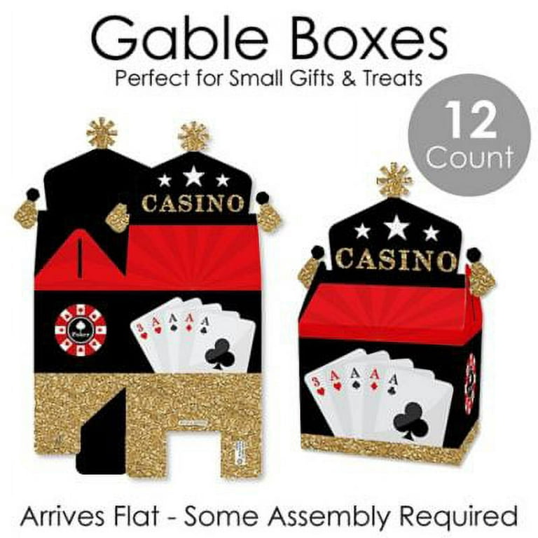 6 x 2 3/4 x 6 Small Casino Night Cardstock Favor Box Bags - 12