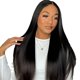 thumbnail image 5 of Peluca de Moda con Encaje Frontal Negra, Cabello Largo y Liso, Peinable, Accesorio para la Cabeza, 5 of 10