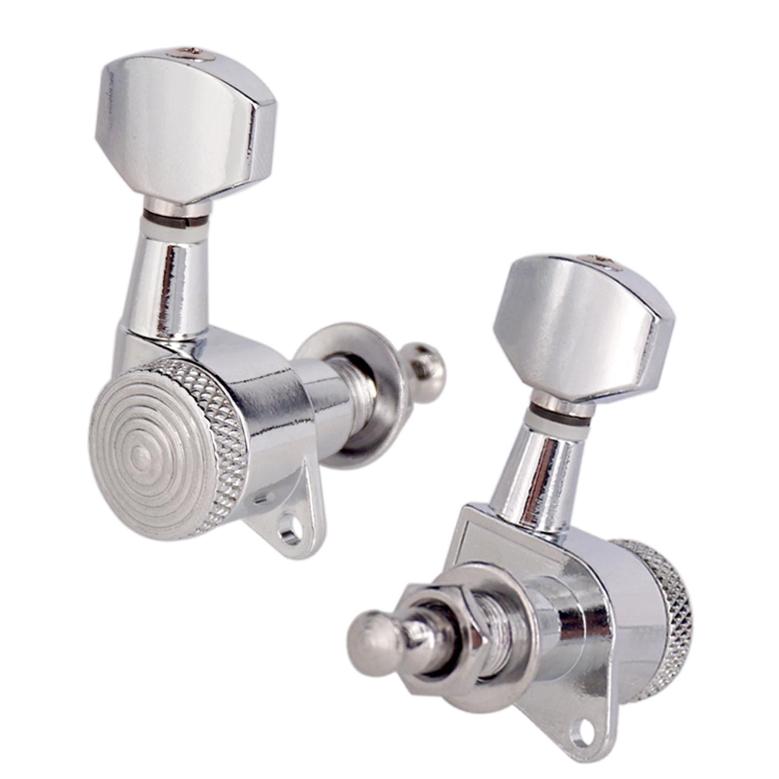 LeeQinersw 6Pack of Guitar String Peg Locking Tuners Tuning Pegs Guitar for Machine Head Guitar Parts & Accessories 6R Silver