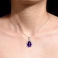 thumbnail image 3 of RYLOS Necklace White Gold 14K Halo Designer Necklace Gemstone &  Diamonds Pendant with 18" Chain 12X10MM Amethyst February Birthstone Womens Jewelry Gold Necklace, 3 of 7