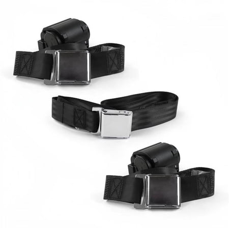 SafeTBoy Airplane 2 Point Black Retractable Bench Seat Belt Kit for Frazer Nash 1948-1967 - 3 Belts