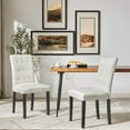 thumbnail image 2 of VECELO Button Tufted Dining Chairs Set of 2, Mid-century Upholstered Fabric Parsons Chairs, Dining Room Kitchen Accent Chairs, Beige, 2 of 12