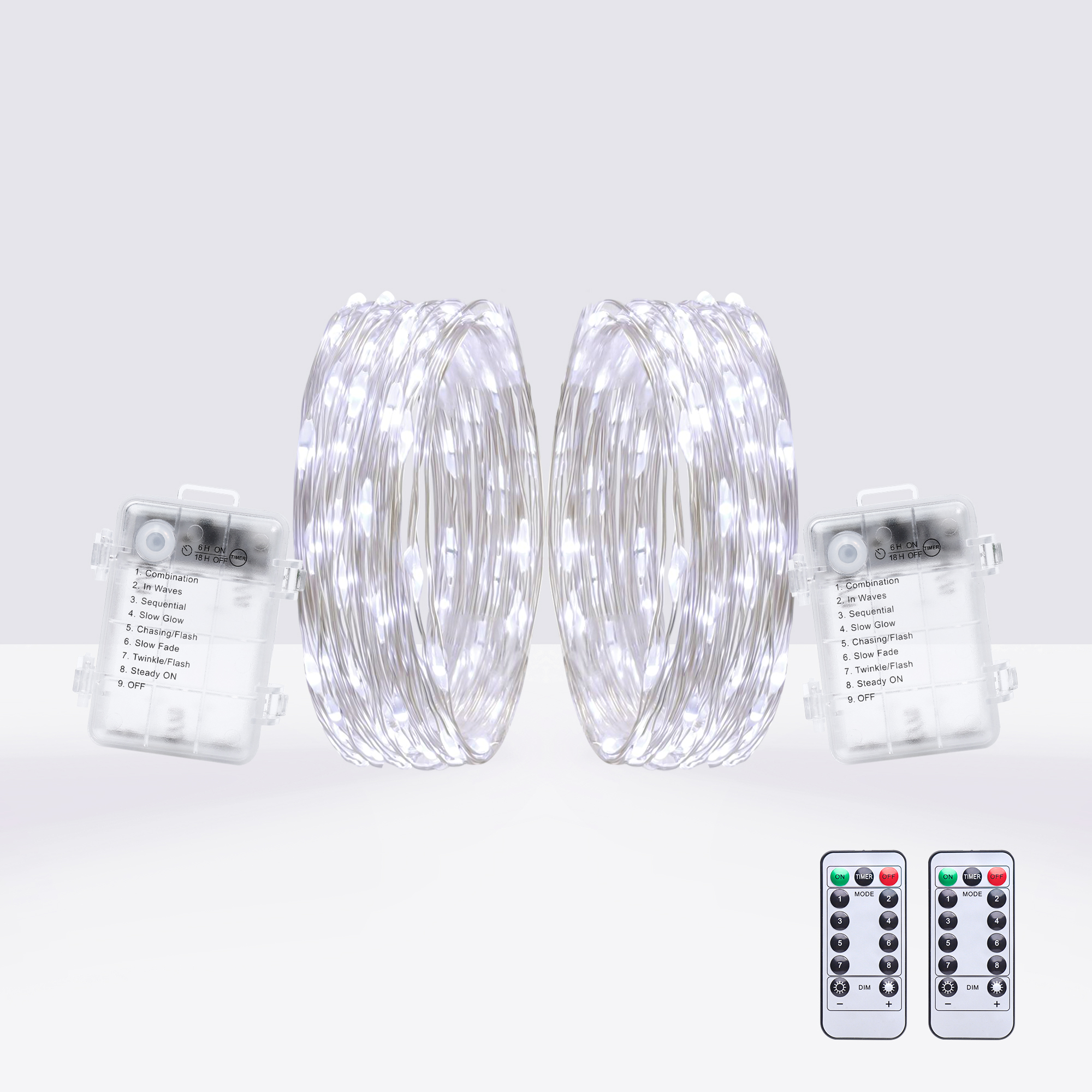 GFLAI 2 Packs Fairy Lights Battery Operated, 32 FT 100LEDs Cool White