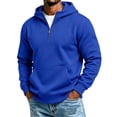 thumbnail image 3 of Casual Hoodies for Men,Half Zip,Long Sleeve Solid Sweatshirt with Kangaroo Pocket for Campus Daily Looks, 3 of 6