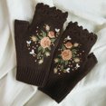 thumbnail image 1 of Guantes cálidos bordados para mujer de otoño e invierno, guantes de punto con flores para adultos, guantes bordados, 1 of 2