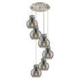 thumbnail image 2 of Innovations Lighting  Newton Sphere - 6 Light 8" Cord Hung Multi Pendant - 14" Canopy Brushed Satin Nickel/Light Smoke, 2 of 5