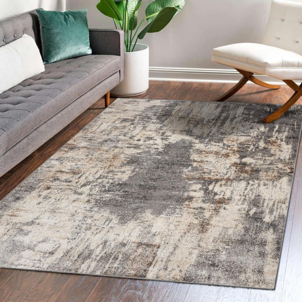 Luxe Weavers Euston Collection Abstract Area Rug 7680 Grey, Grey 8x10
