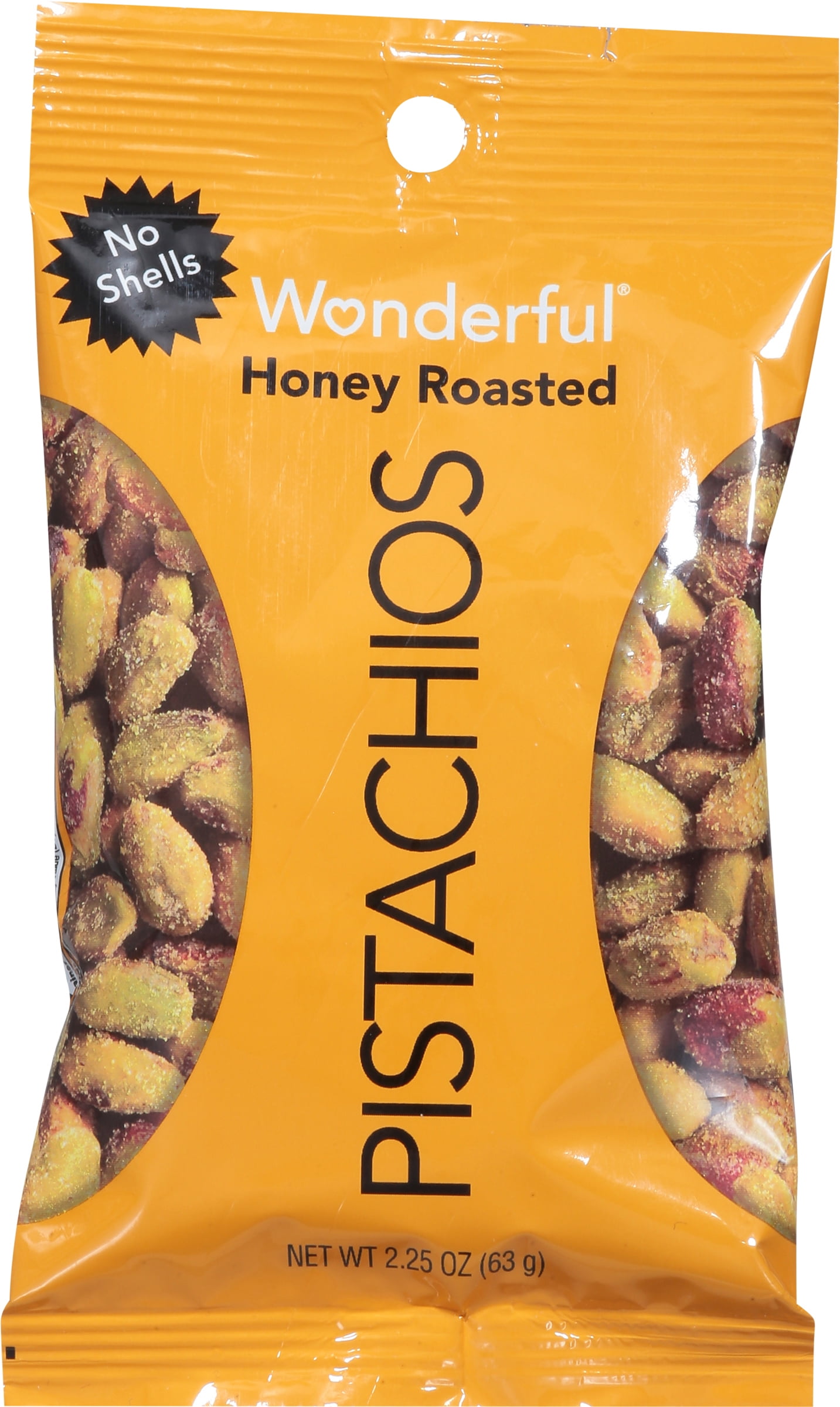 Wonderful Pistachios, No Shells, Honey Roasted Pistachio Nuts, 2.25 Ounce Bag