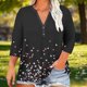 thumbnail image 1 of Xuyuer Womens Plus Size Tops 3/4 Sleeve Blouses Shirts Casual V Neck Loose Tunic Tops 1X-5X Tops with Button Cuffs Dressy Casual V Neck Summer Outfits Early Fall Fashion Clothes 2026, 1 of 5
