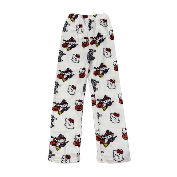 Womens Pyjamas Flannel Trousers, Anime Cartoon Casual Trousers Autumn Winter, Cozy, Warm, Loungewear, Sleepwear, Elastic Waist
