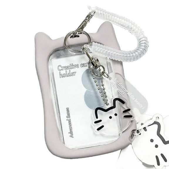 Cats Ear Photocard Holders Clear Card Holders Keychain Pendant Card Protective Sleeve Card Cover Lovely Bus Card Sleeves