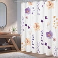 thumbnail image 2 of Floral Shower Curtain for Bathroom, Watercolor Purple Flower Bathroom Curtain, Vintage Plant Curtain Bath Decoration, Waterproof Fabric Shower Curtain Set with 12 Hooks, 72x78 Inches, 2 of 6