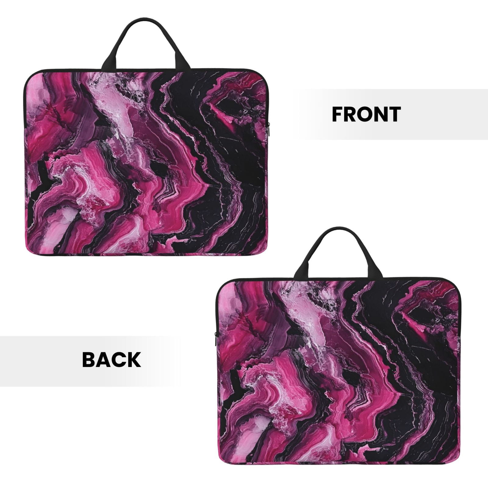 Laptop Sleeve Bag For Women Men 14inch Waterproof Durable Protective Computer Carrying Cover Handle Laptop Case Bag Darkmagenta Marble_3
