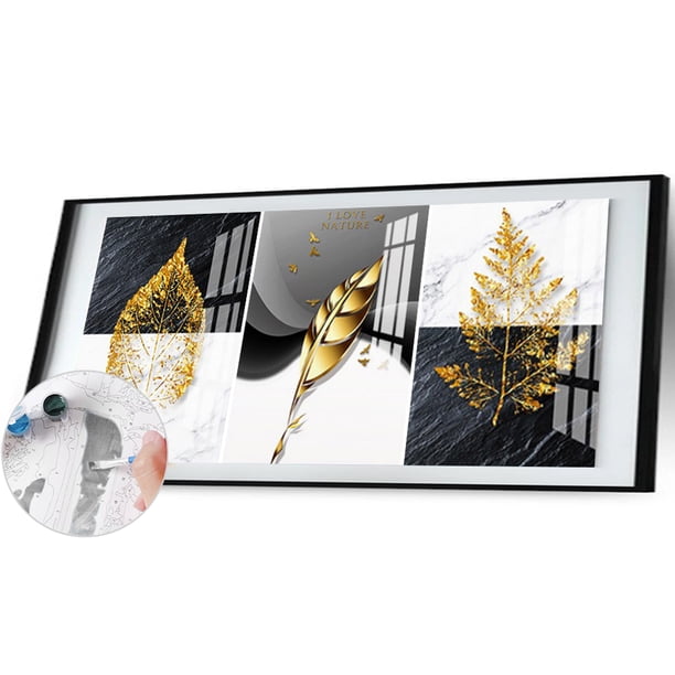 Kit de pintura al óleo de hojas doradas sin marco por números, arte de pared pintado a mano Likrtyny decoración de arte