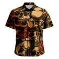 thumbnail image 4 of Halloween Button Up Shirt Men Skull Print Turndown Collar Short Sleeve Regular Fit Shirt for Men Casual, 4 of 5