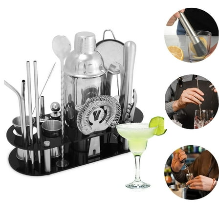 Eurhowing 23-Piece Stainless Steel Bartender Kit, Professional Cocktail Shaker Set with Acrylic Stand, Bar Tools & Accessories for Home and Party Use