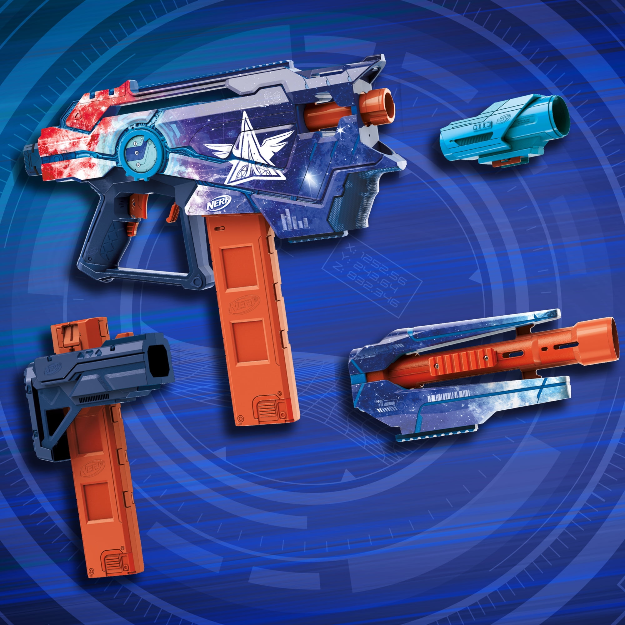 Nerf Loadout Galactic Commander Motorized Foam Dart Blaster, 3 Attachments, and 48 N1 Darts, Ages 8+