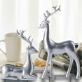 thumbnail image 6 of 2Pcs Christmas Reindeer Figurines, Silver Creative Decorations Luck Deer, Resin Elk Sculpture Miniature Figurine, Festive Atmosphere Fireplace Dining Table Xmas Decor, 6 of 9