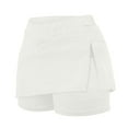thumbnail image 3 of KALE Shorts for Women's Pants Skirt With Slit And Pocket Sports Casual Solid Color Mid Waist Tennis Summer Pants White, 3 of 8