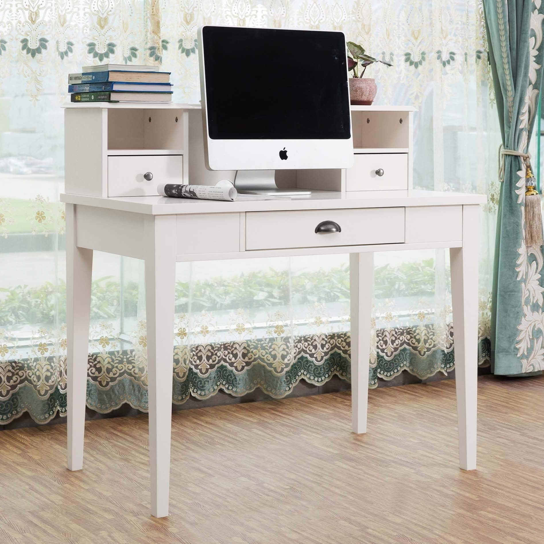 Briarwood Home Decor White Finished Wooden 42 Inch Built In Hutch Briarwood Home Decor White Finished Wooden 42 Inch Built In Hutch Desk Com