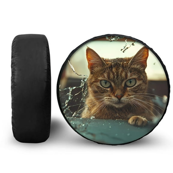 Yuyamidu Cat Tire Covers Waterproof Spare Wheel Cover Cool Camper Tire Cover Protective Cover Auto Exterior Decor Universal Fit for Jeep Trailer RV SUV