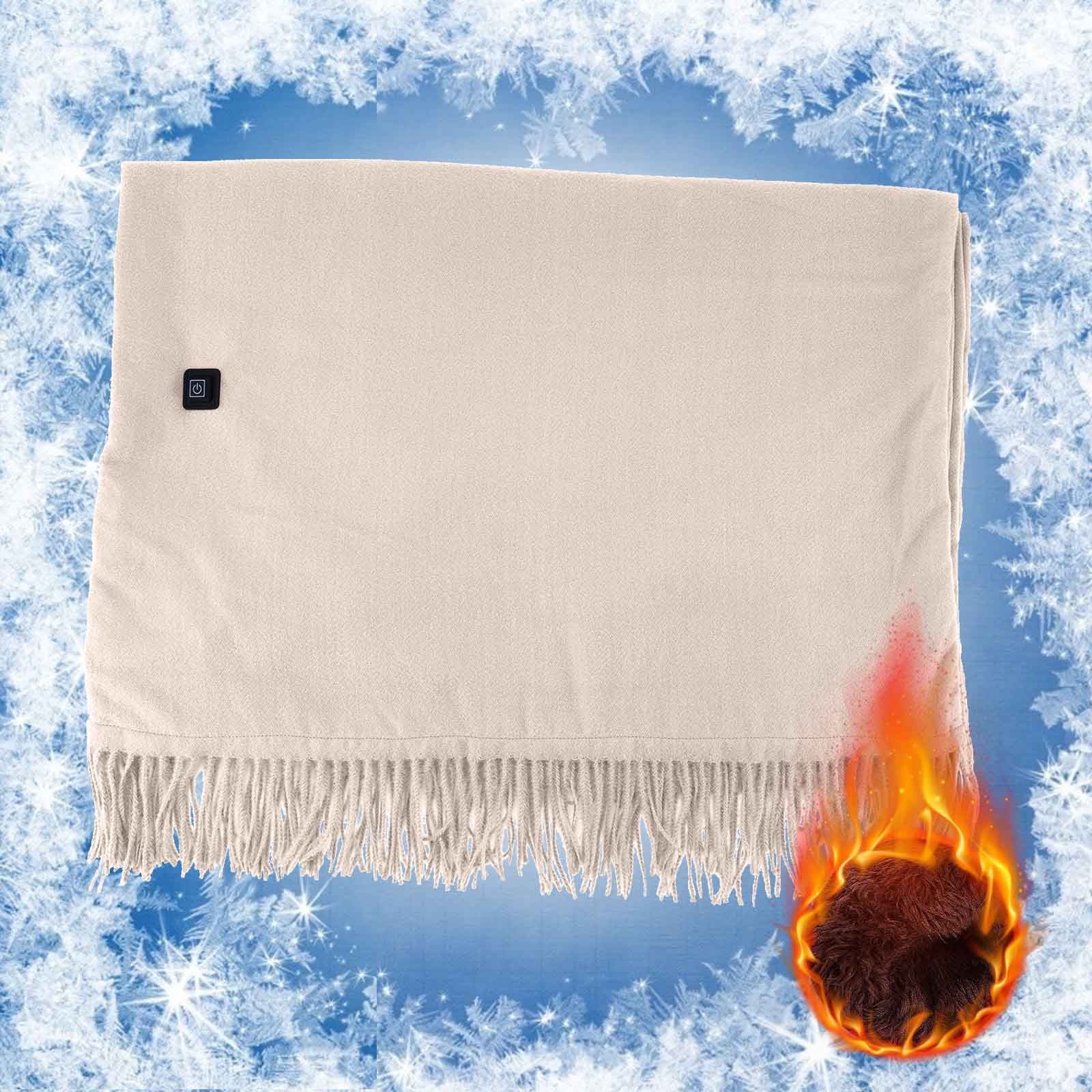 Coollooc Cordless Throw Blanket, Heated Blanket Battery Operated, Cordless Heated Blanket, Wearable USB Heated Blanket, On The Go Cordless Heated Throw, Portable Cordless Heated Throw Shawl(C,A)