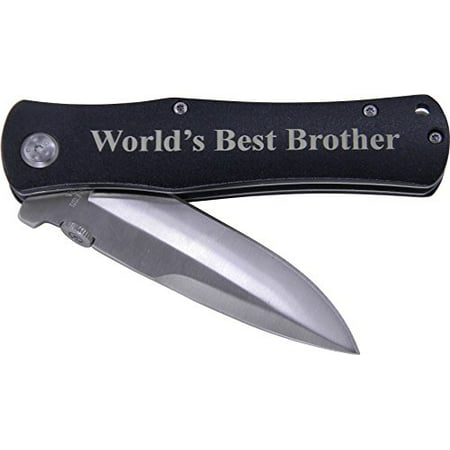 World's Best Brother Folding Pocket Knife - Great Gift for Birthday, or Christmas Gift for a brother (Black (Best Cheese Knife In The World)