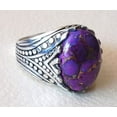 thumbnail image 2 of Purple Copper Turquoise Mens Ring, Natural Copper Turquoise, Silver Jewelry, 925 Silver Ring, Birthday Gift, Heavy Mens Ring, Arabic Design, Ottoman Style Ring, Christmas, Turkey Mens Signet Ring, 2 of 5