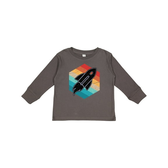 Inktastic Rocket Ship Retro Space Boys or Girls Long Sleeve Toddler T-Shirt