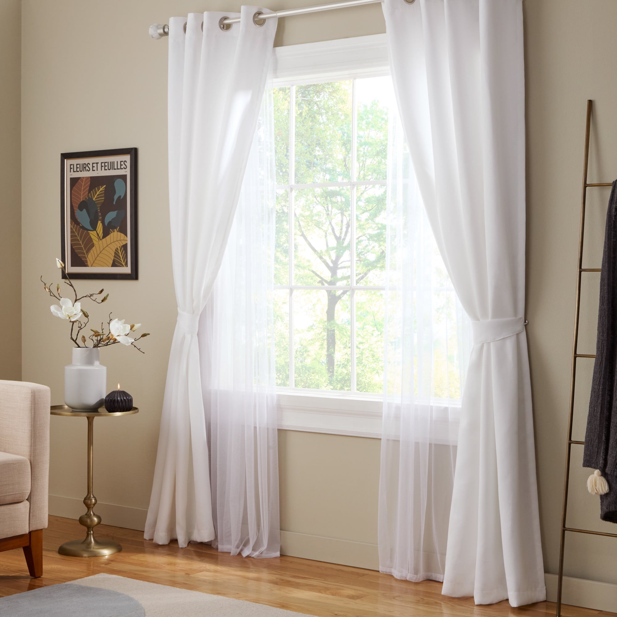 TOWN & COUNTRY LUXE Oslo Double Layer Indoor Curtains, Room Darkening and Sheer, Grommet Top, Energy Efficient, 2-Pack Set, 52"x84", White