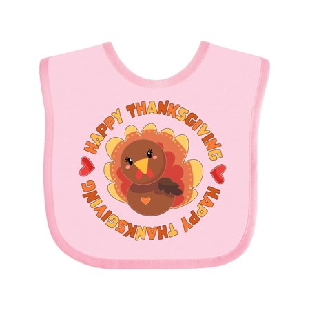 

Inktastic Happy Thanksgiving with Cute Turkey Gift Baby Boy or Baby Girl Bib