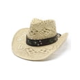 thumbnail image 2 of OJSFQUFP Cowboy Hat Cow Girl Hat Cowboy Hats for Women/Mens/Straw Wide with Shapeable Brim Cowboy Hat for Womens/White, 2 of 4