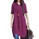 thumbnail image 2 of Nuevas mujeres blusa larga dobladillo irregular mangas cortas bolsillos sueltos casual camisa d Abanopi Blusa, 2 of 7